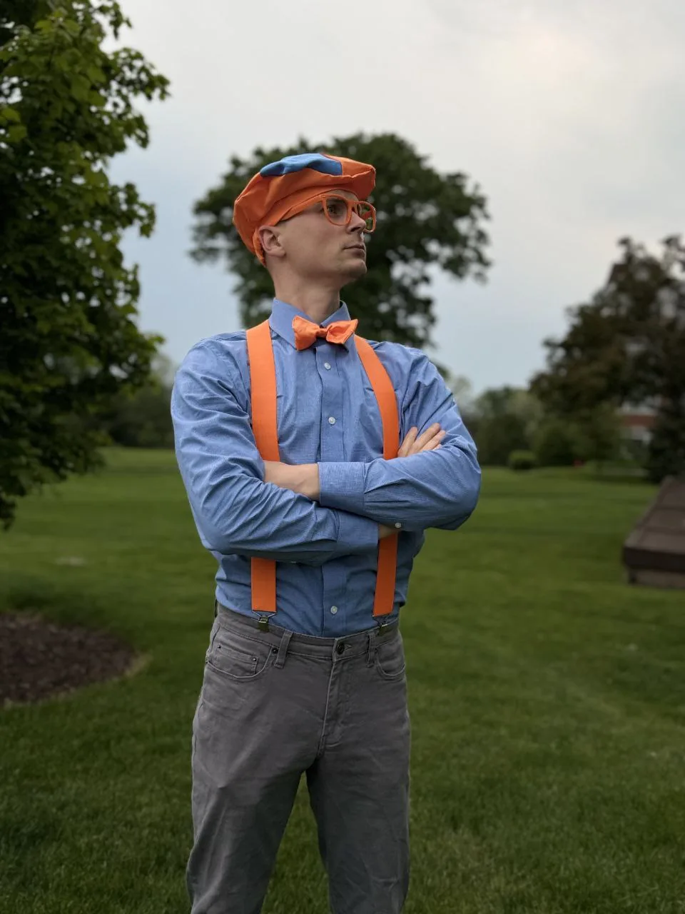 Blippi standing proudly and ready to perform