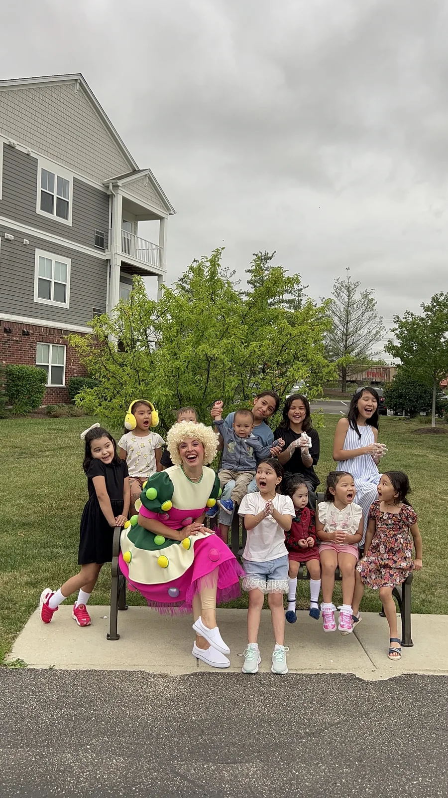 Pop It themed kids party entertainer hosting outdoor birthday activities